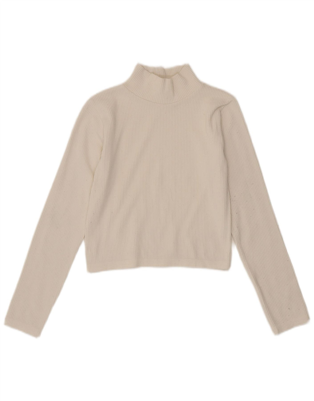 Zara Womens Crop Top Manga Longa Reino Unido 12 Médio Branco