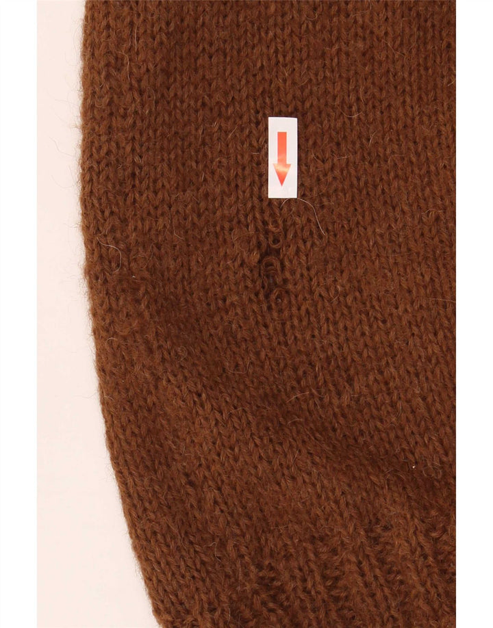 Suéter feminino vintage com gola redonda Reino Unido 12 marrom médio