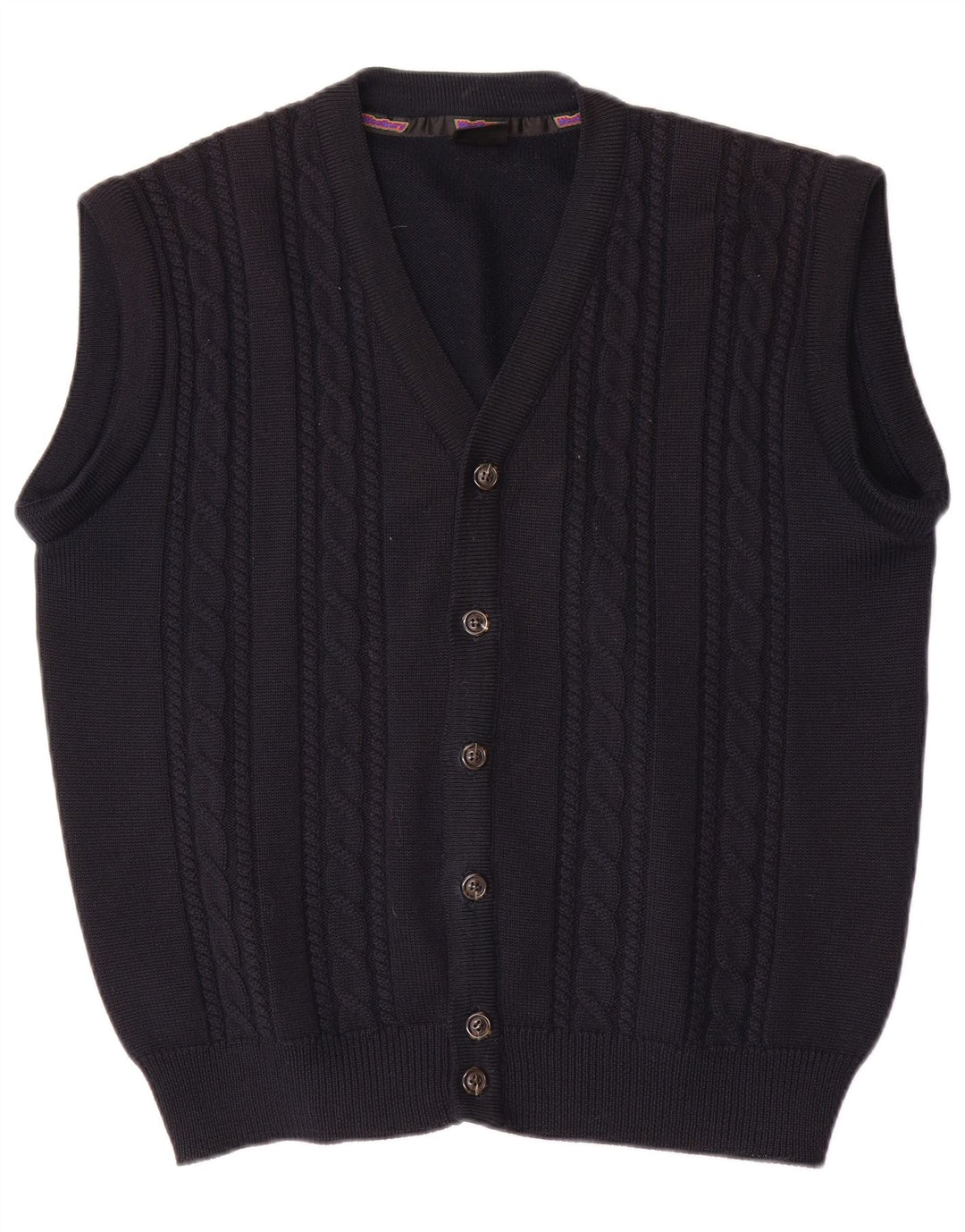 Suéter cardigã masculino sem mangas WESTBURY azul marinho médio