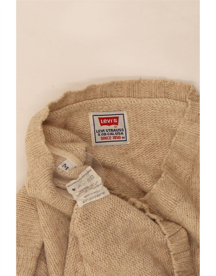 Suéter masculino Levi's com decote em V de lã bege médio