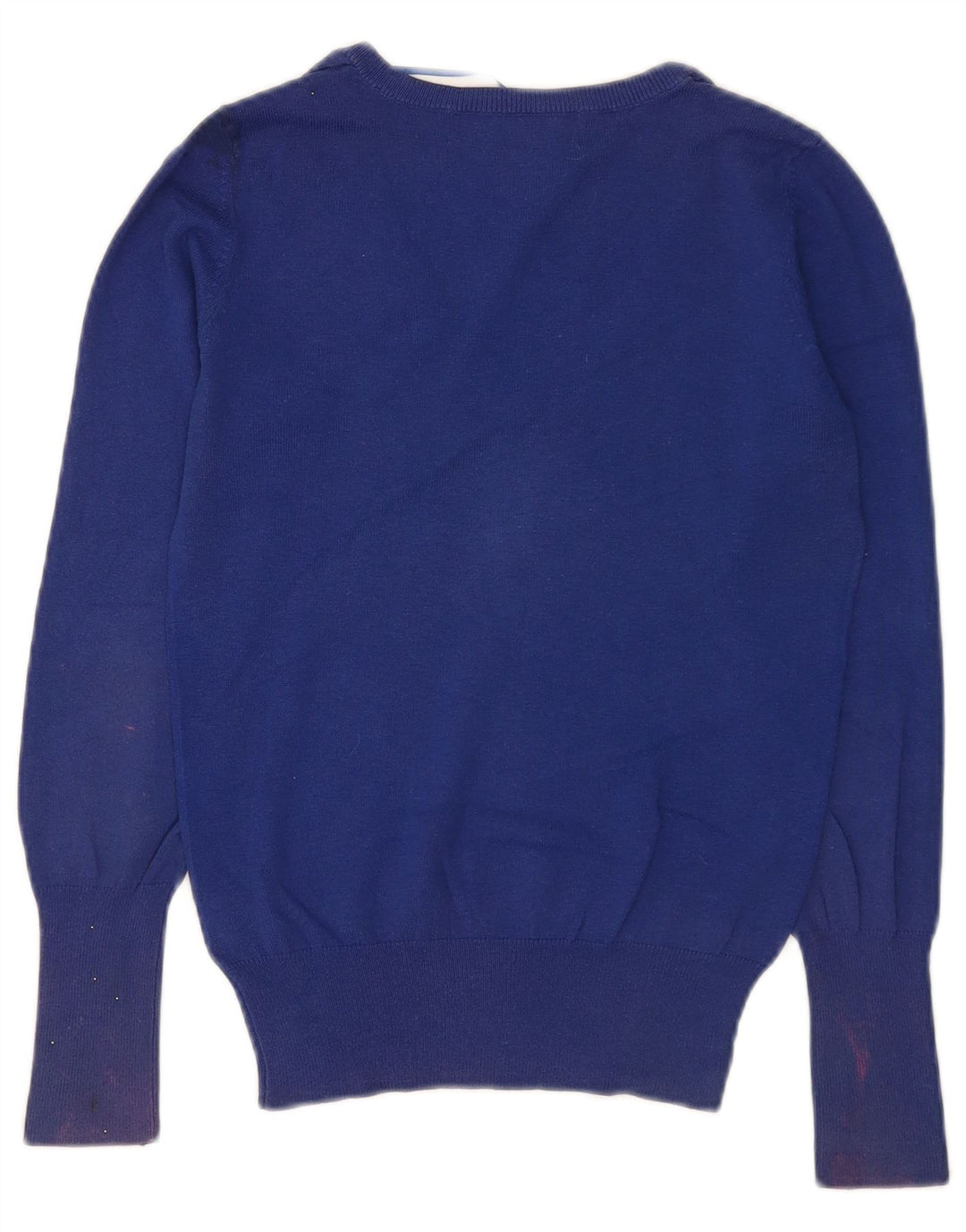 Suéter feminino Zara com decote em V Reino Unido 12 algodão azul médio
