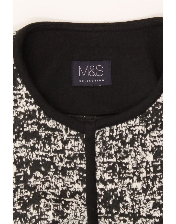 Bolero Jumper feminino Marks & Spencer Reino Unido 10 pequeno preto geométrico