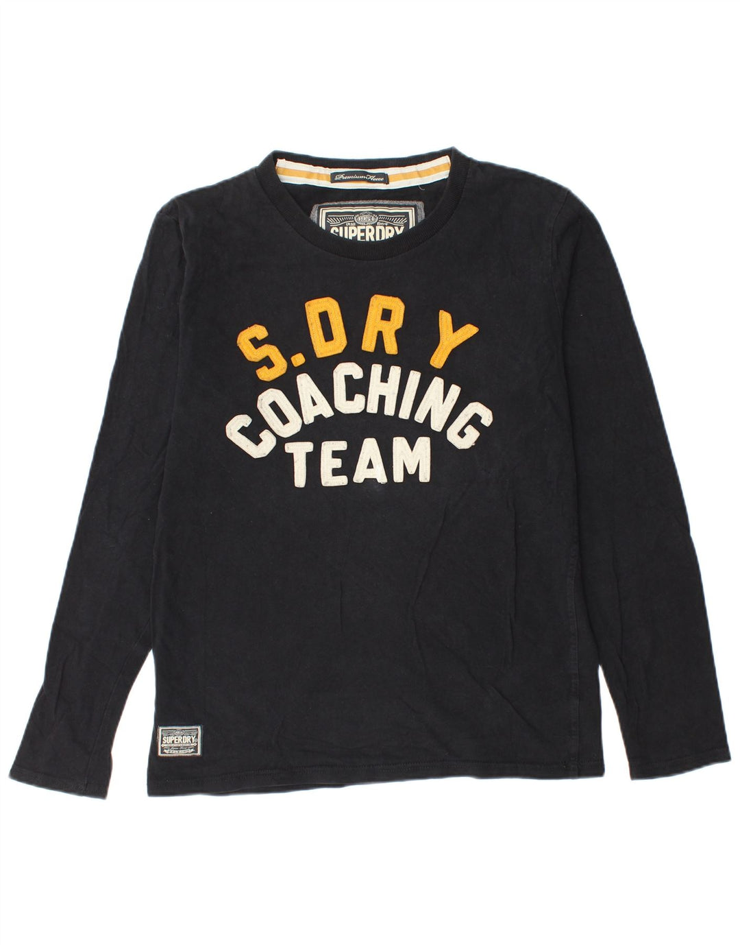 SUPERDRY Top gráfico masculino manga comprida grande algodão preto