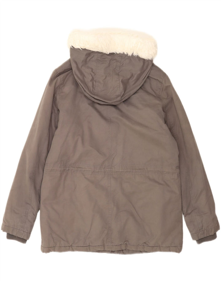 Jaqueta Parka Feminina Oasis com Capuz UK 14 Poliéster Cinza Médio