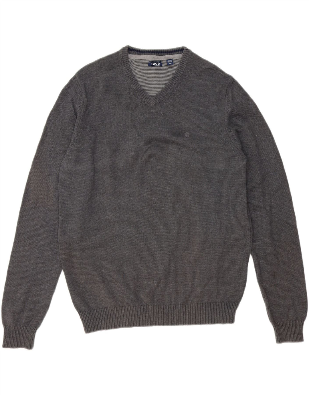 IZOD Mens V-Neck Jumper Sweater Large Grey Cotton Vintage Izod and Second-Hand Izod from Messina Hembry 