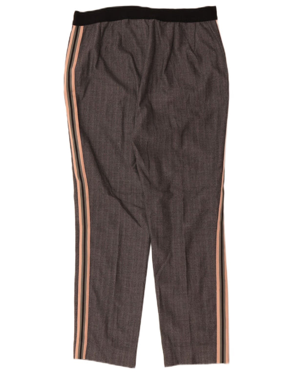 Calça feminina Marks & Spencer Reino Unido 12 médio W30 L26 espinha de peixe cinza