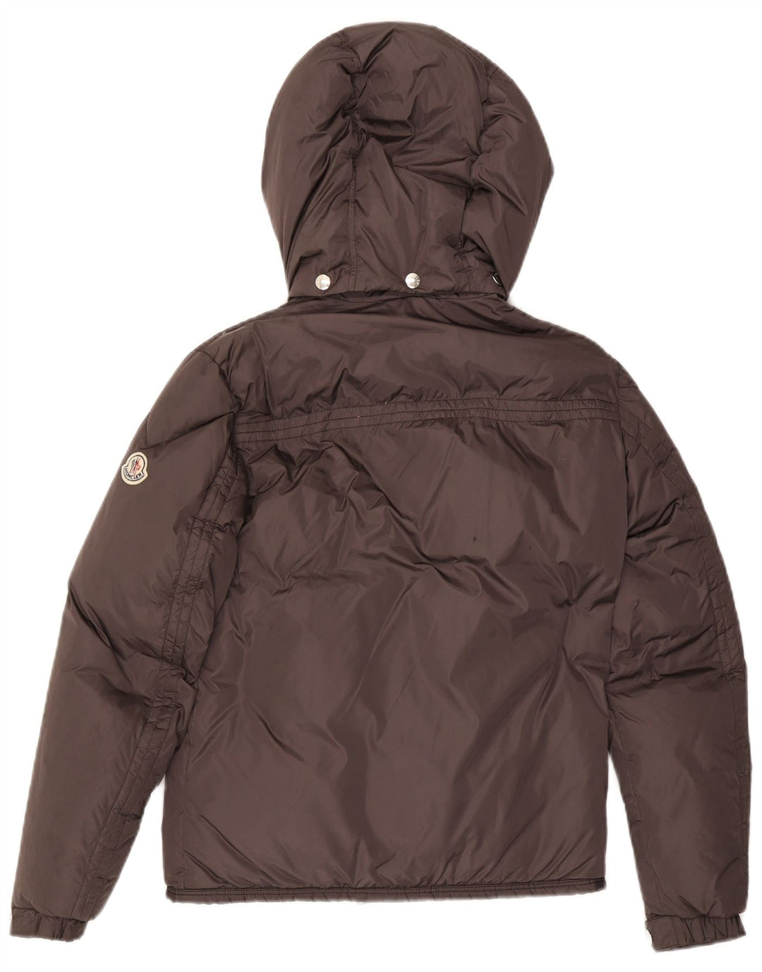 Jaqueta acolchoada com capuz feminino Moncler tamanho 0 XS cinza poliamida