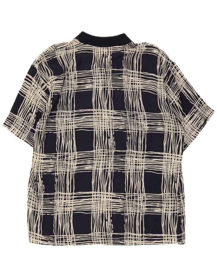 Pulôver masculino de manga curta Suspense grande viscose xadrez azul marinho