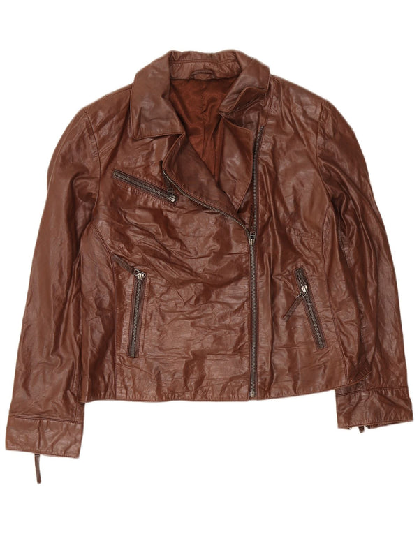 Jaqueta de couro feminina C&A UK 18 XL marrom