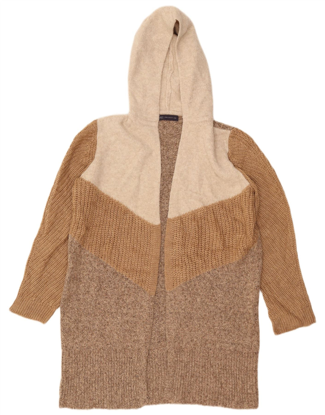 Suéter cardigã feminino Longline da Marks & Spencer Reino Unido 14 médio bege