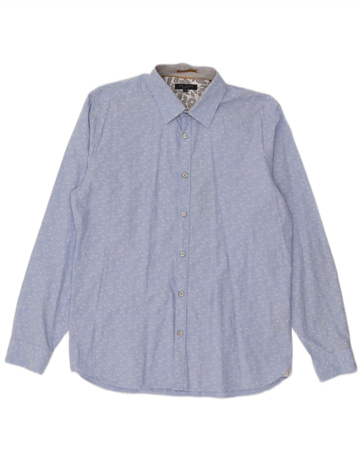 Camisa masculina Ted Baker tamanho 4 grande algodão floral azul