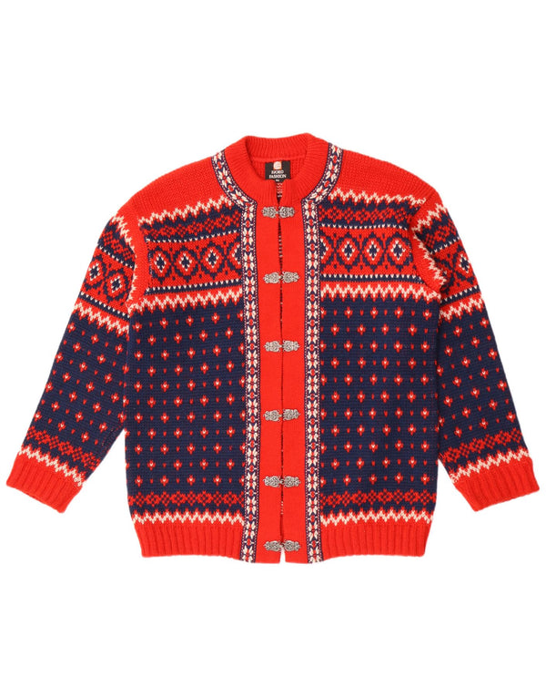 Suéter cardigã masculino Fjord EU 54 XL vermelho Fair Isle lã