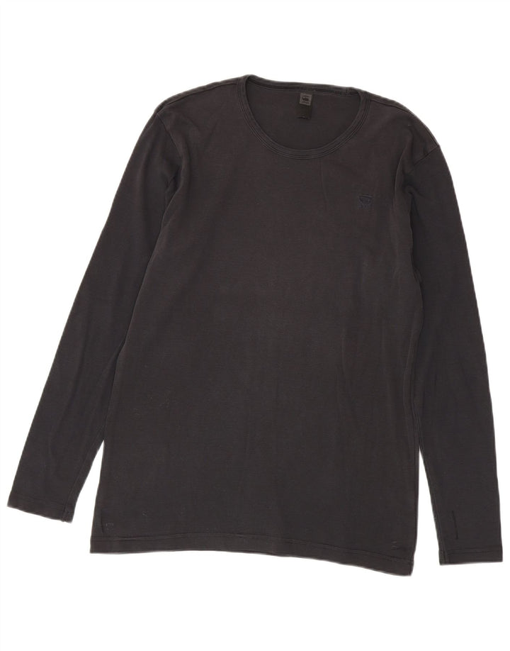 G-Star Mens Top Manga Longa Pequeno Algodão Cinza