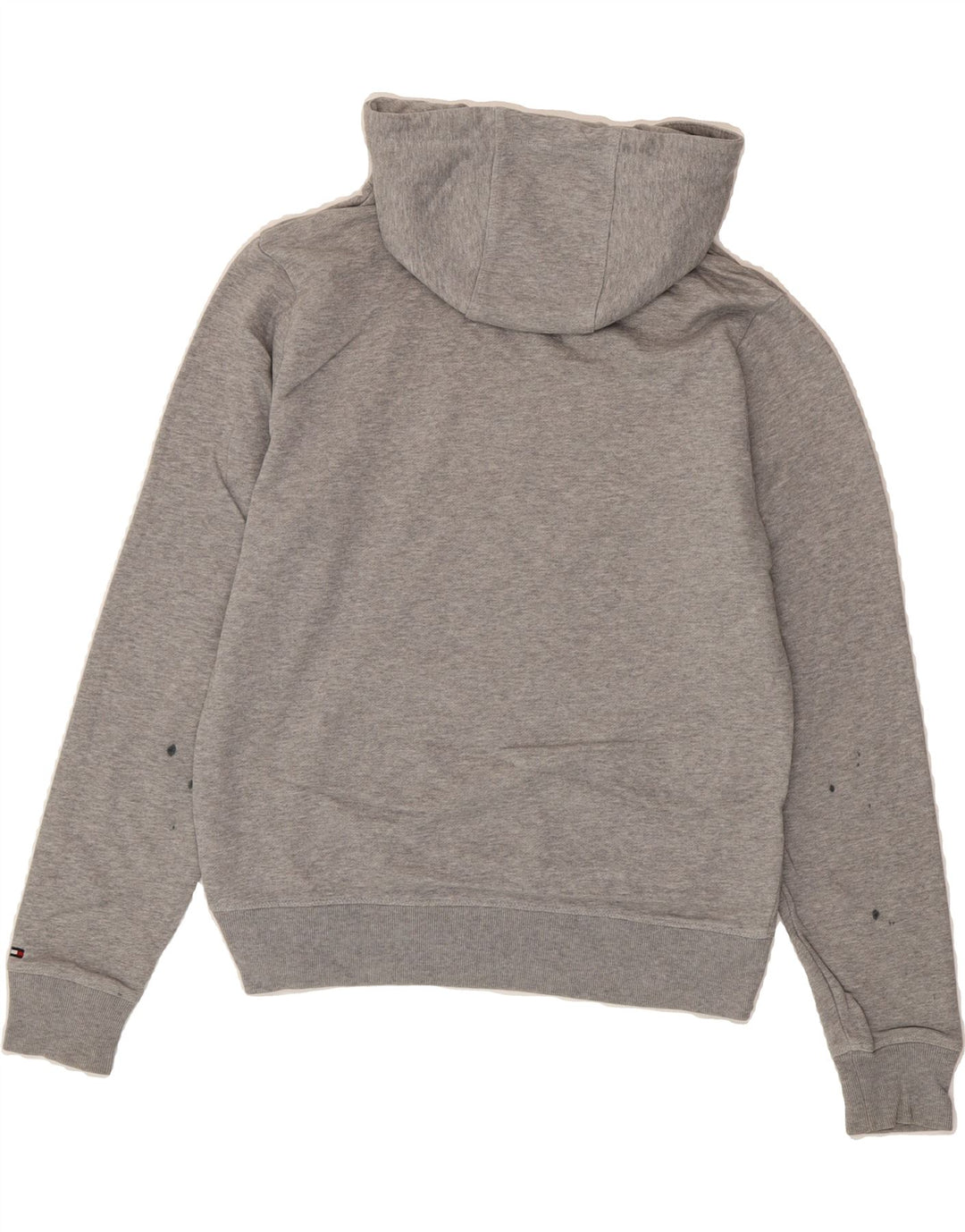 TOMMY HILFIGER Mens Graphic Hoodie Jumper Small Grey Cotton Vintage Tommy Hilfiger and Second-Hand Tommy Hilfiger from Messina Hembry 