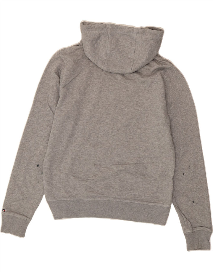 TOMMY HILFIGER Mens Graphic Hoodie Jumper Small Grey Cotton Vintage Tommy Hilfiger and Second-Hand Tommy Hilfiger from Messina Hembry 