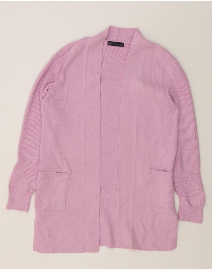 Marks & Spencer Suéter feminino Longline Open Cardigan Reino Unido 12 Médio Rosa