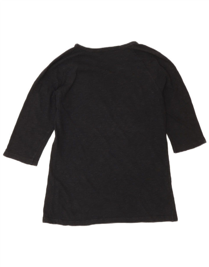 Zara Top feminino manga 3/4 Reino Unido 10 pequeno preto