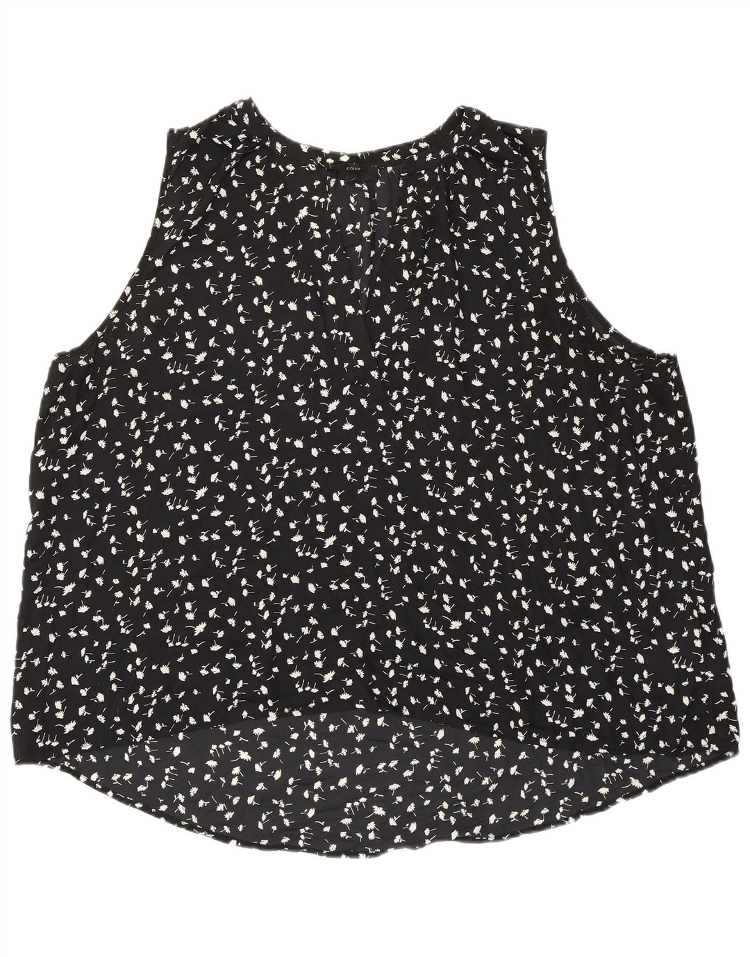 J. CREW Blusa feminina sem mangas 365 UK 20 2XL poliéster floral preto