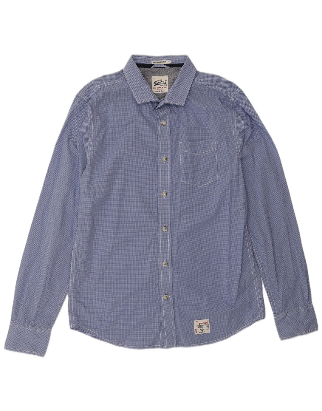 Camisa masculina SUPERDRY XL azul algodão guingão