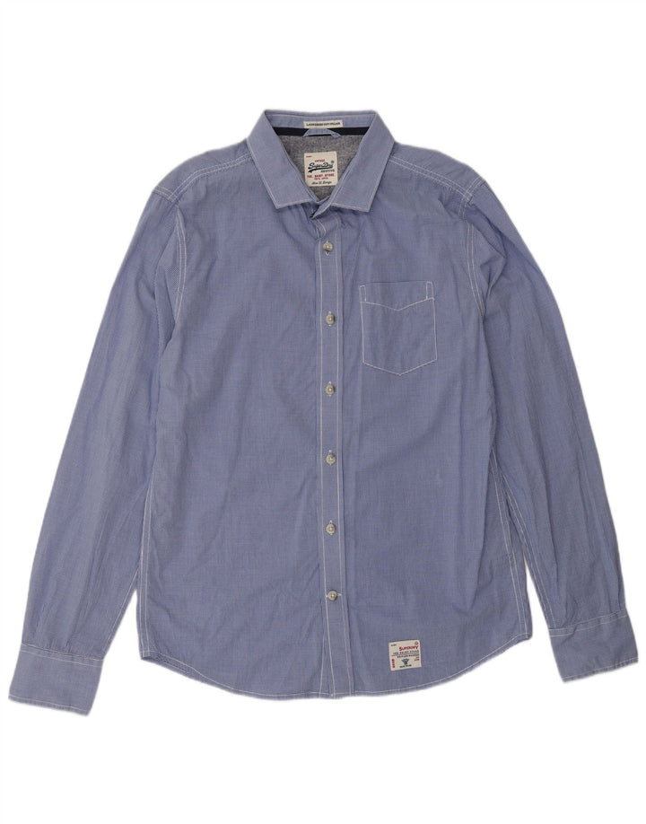 Camisa masculina SUPERDRY XL azul algodão guingão