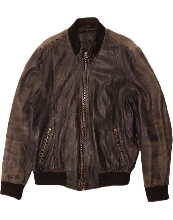 Jaqueta de couro masculina VINTAGE UK 38 média preta