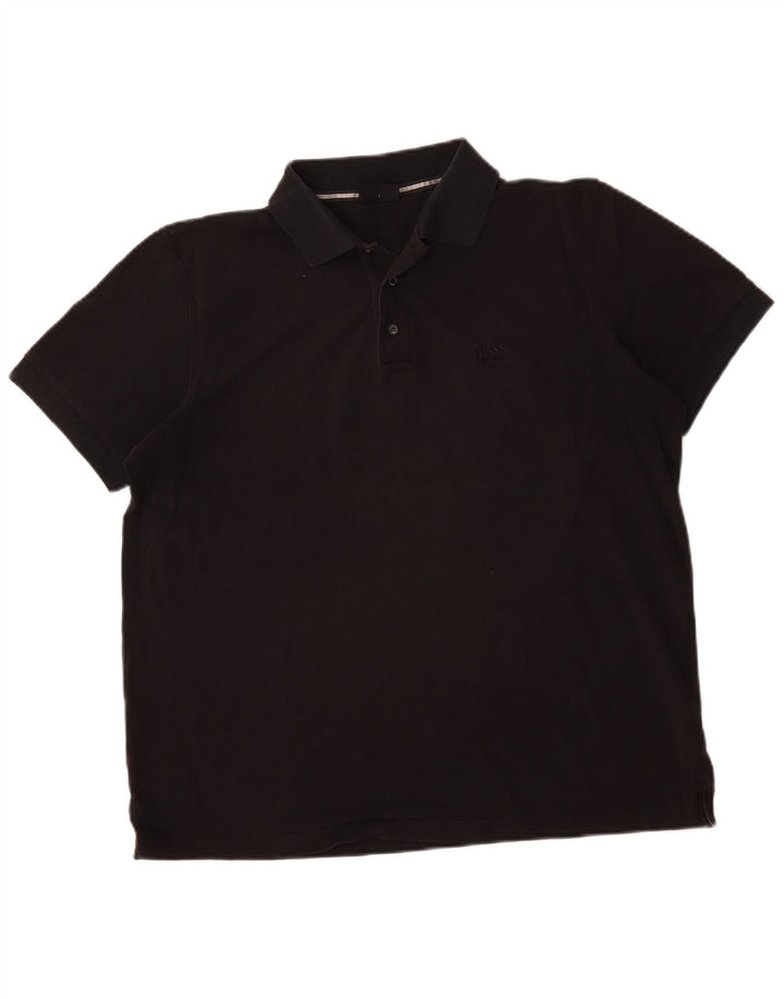 Camisa polo masculina HUGO BOSS grande algodão preto