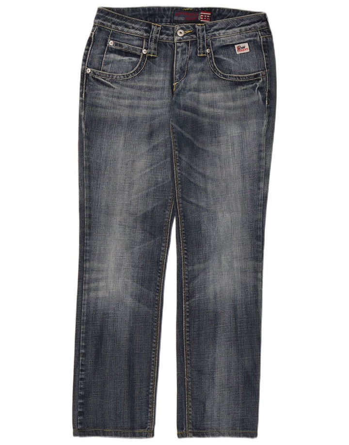 Calça jeans feminina Roy Rogers Seven Bell Straight IT 42 médio W28 L29 azul