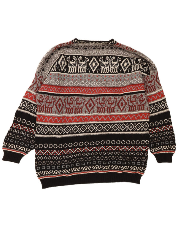 Suéter masculino Stefanel com gola redonda, grande multicolorido Fair Isle