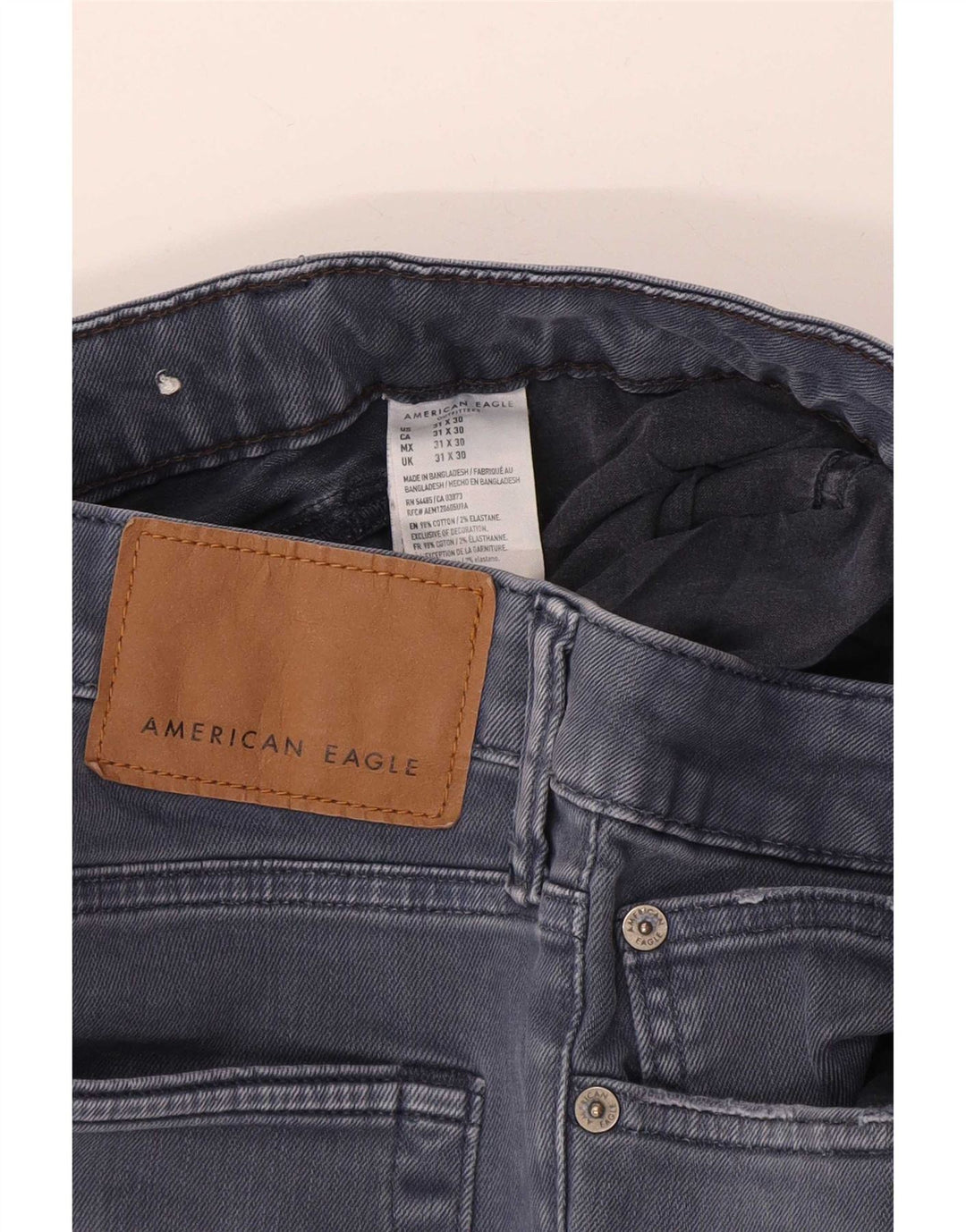 American Eagle Mens Jeans Slim W31 L30 Azul Algodão