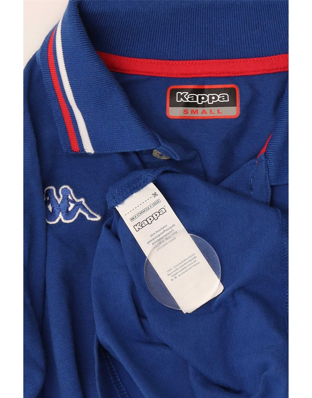Camisa polo masculina Kappa pequena listrada azul de algodão