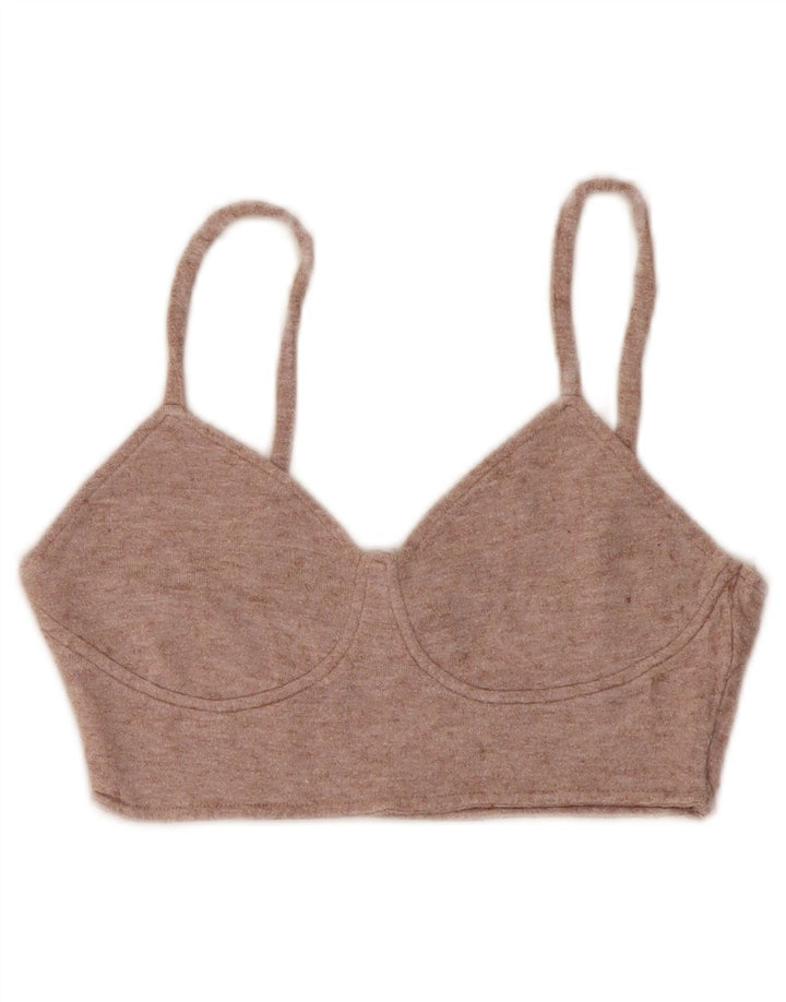 Top de sutiã feminino Zara UK 12 viscose bege médio