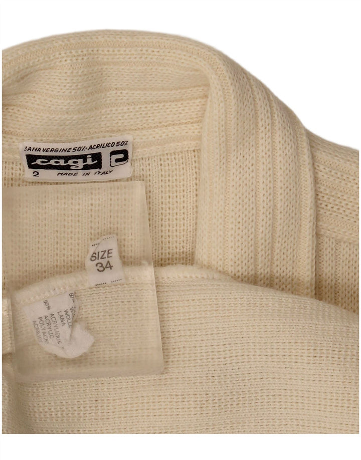 Suéter cardigã feminino grande com peito duplo CAGI IT 34 2XS branco