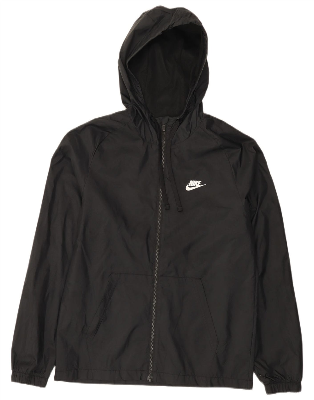 Jaqueta de chuva masculina Nike com capuz UK 36 pequena preta de nylon