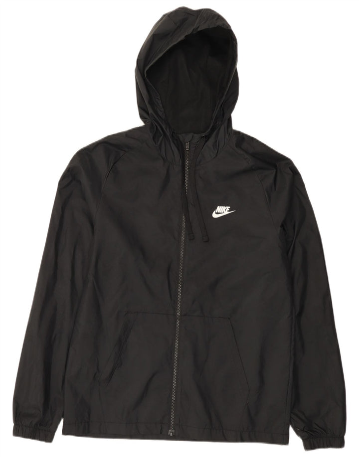Jaqueta de chuva masculina Nike com capuz UK 36 pequena preta de nylon