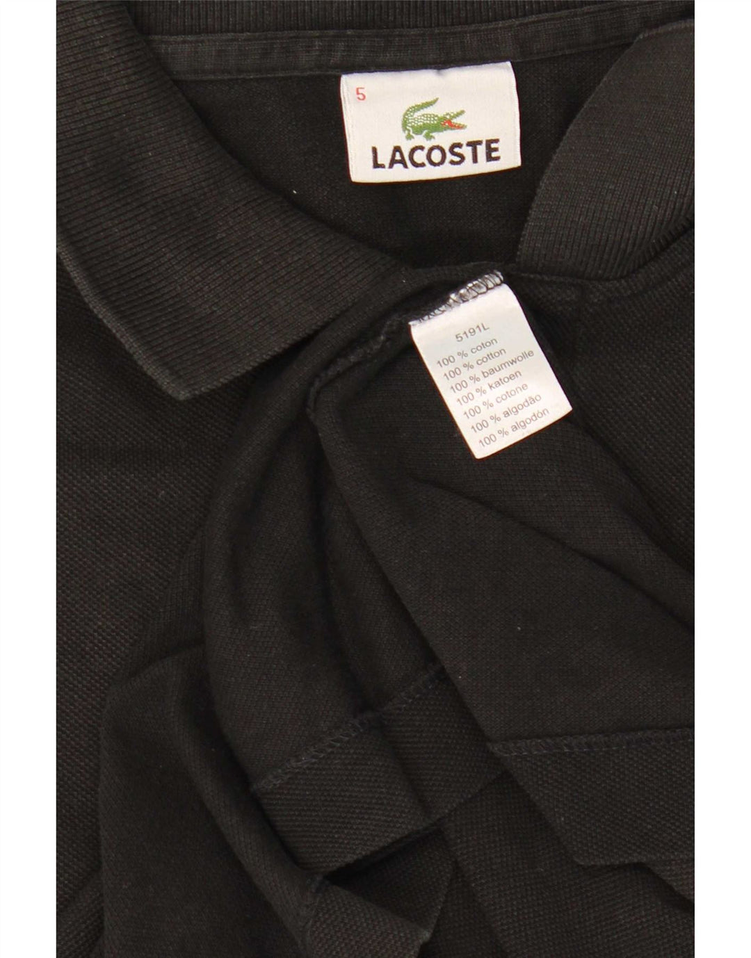 Camisa polo masculina Lacoste tamanho 5 grande algodão preto