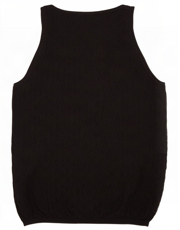 Zara Womens Vest Tank Top UK 12 Médio Preto Poliéster