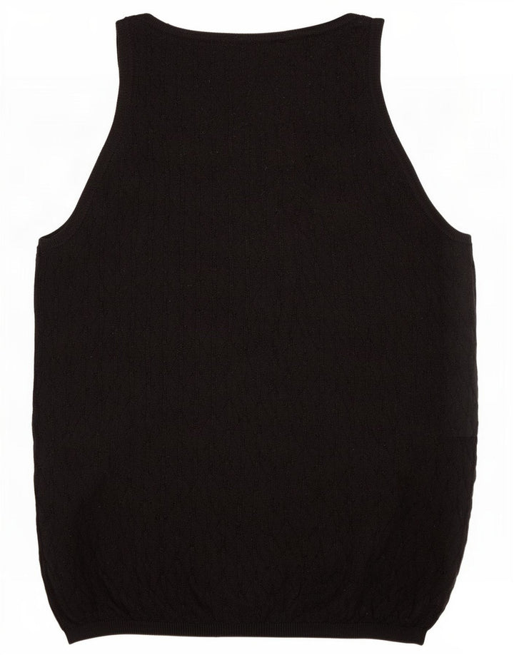 Zara Womens Vest Tank Top UK 12 Médio Preto Poliéster