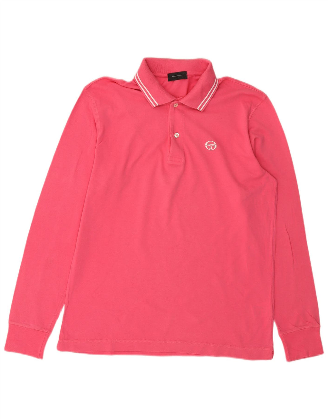 Camisa polo masculina de manga comprida Sergio Tacchini pequena de algodão rosa