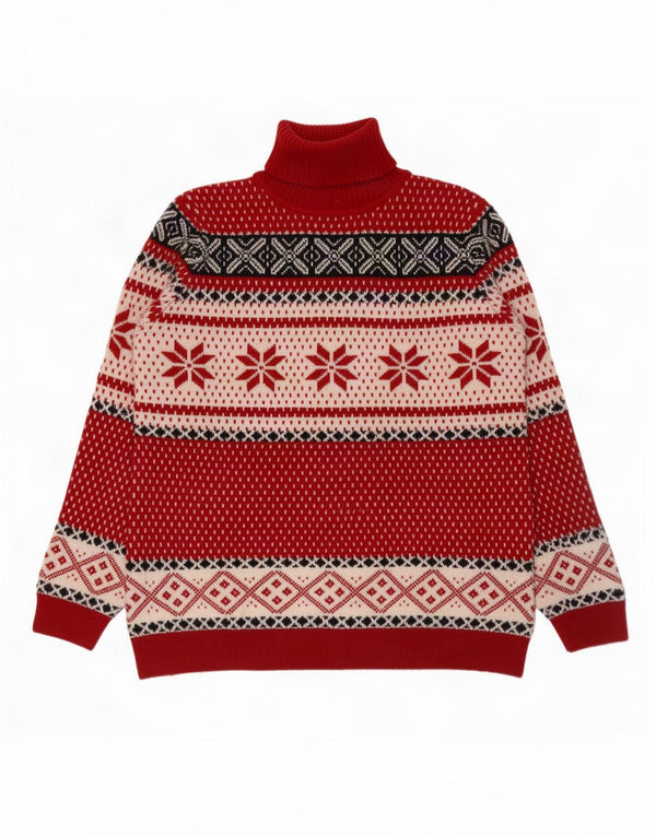 Suéter feminino Marco Pecci com gola redonda UK 20 2XL Red Fair Isle Wool