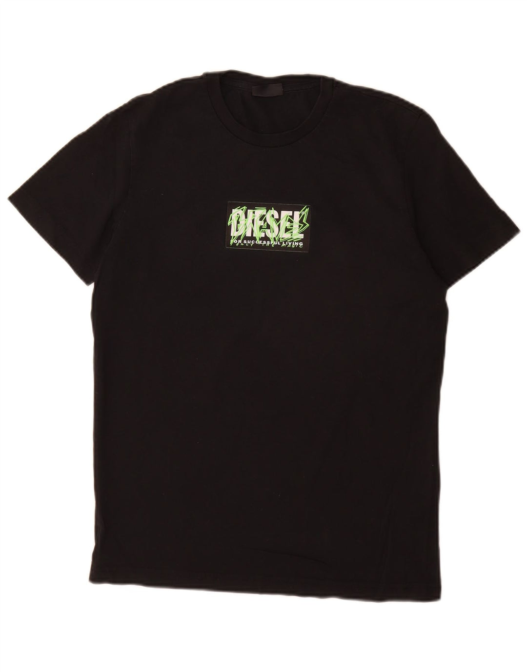 Diesel Camiseta masculina gráfica Top pequeno algodão preto