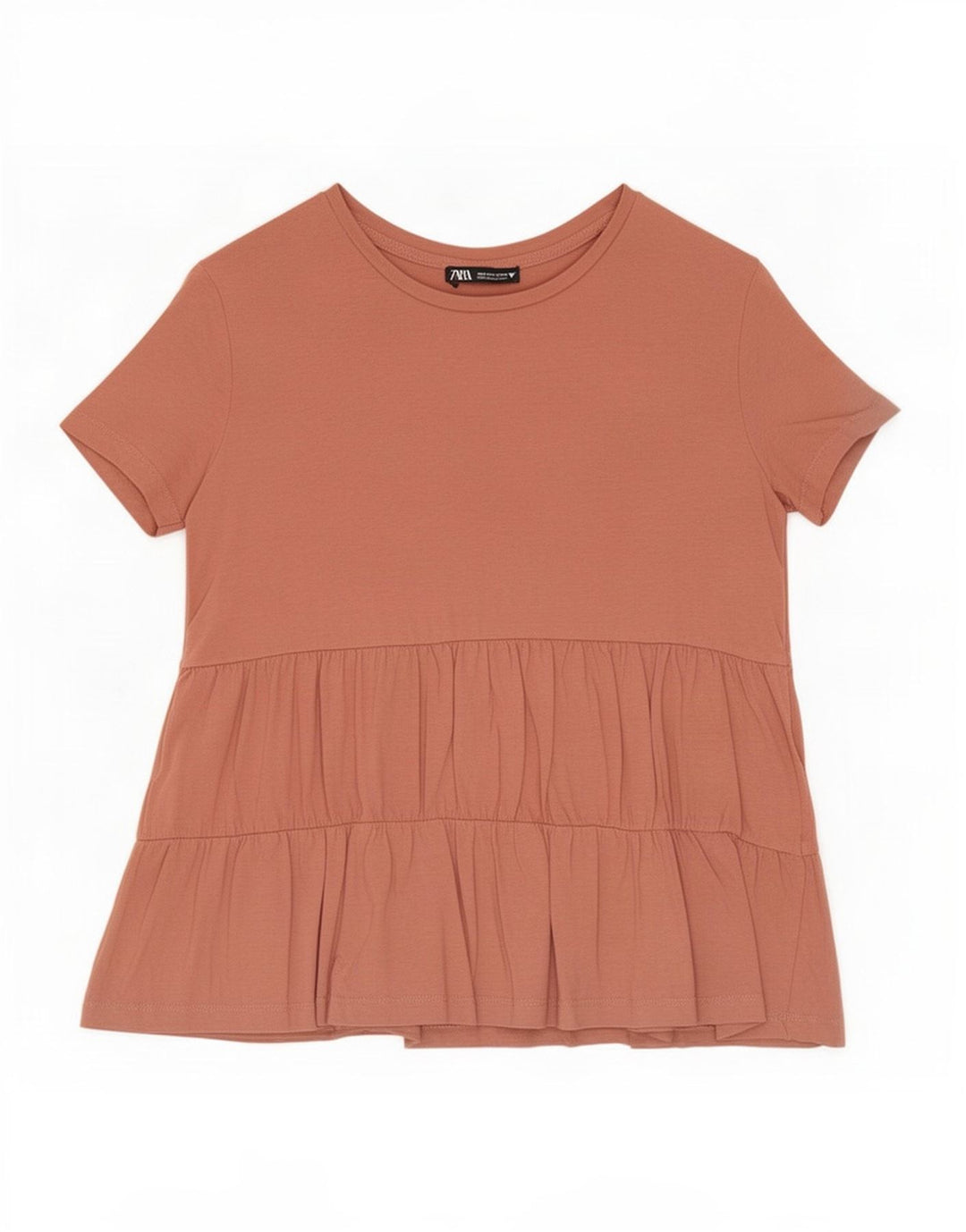 Blusa feminina de manga curta Zara UK 10 pequena marrom