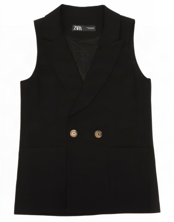 Jaqueta blazer feminina sem mangas com peito duplo Zara Reino Unido 6 XS preto