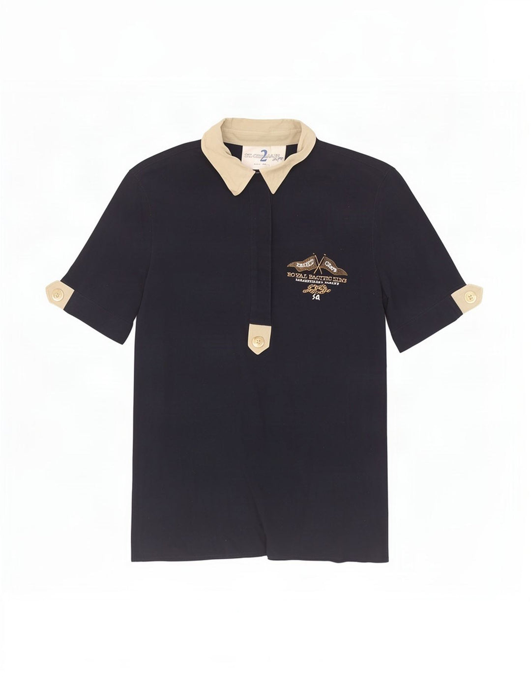 Camisa polo feminina St. Germain Des Pres IT 44 médio azul marinho colorblock