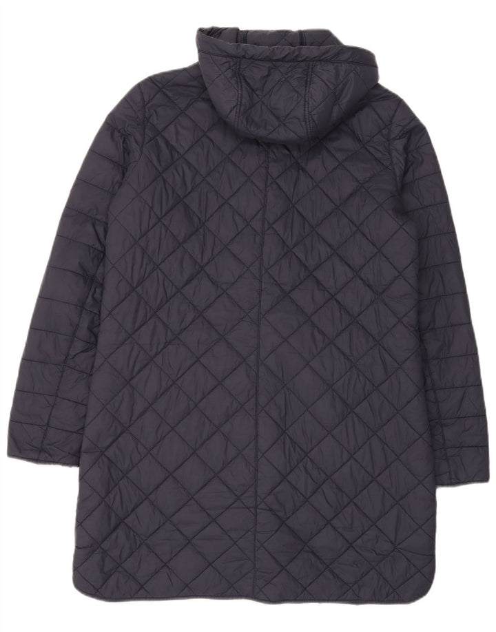 Sobretudo feminino acolchoado com capuz Barbour Reino Unido 14 grande azul marinho poliamida