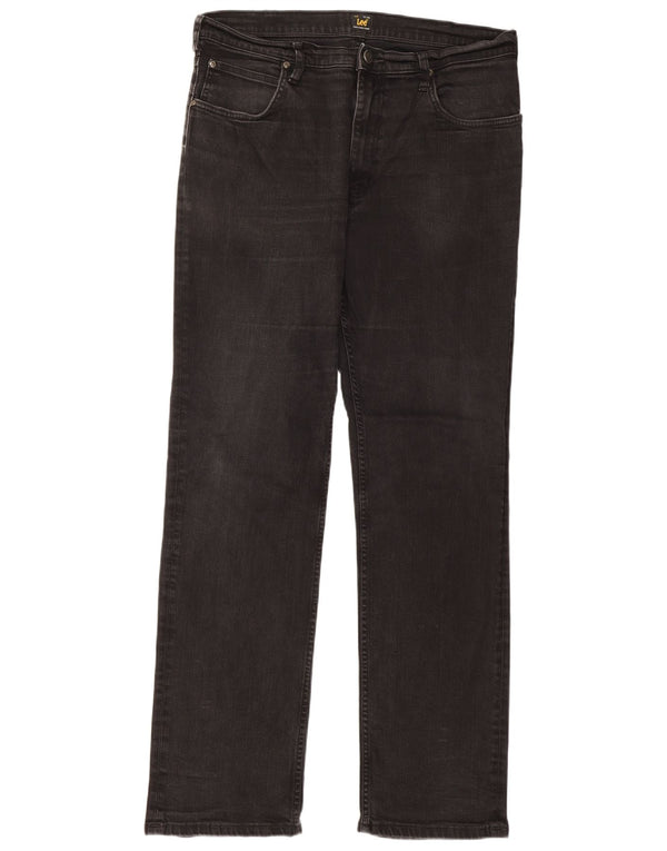 Lee Womens Brooklyn Straight Jeans W36 L34 Algodão Preto