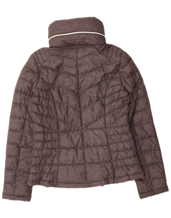 Jaqueta acolchoada feminina Michael Kors UK 10 pequena cinza nylon