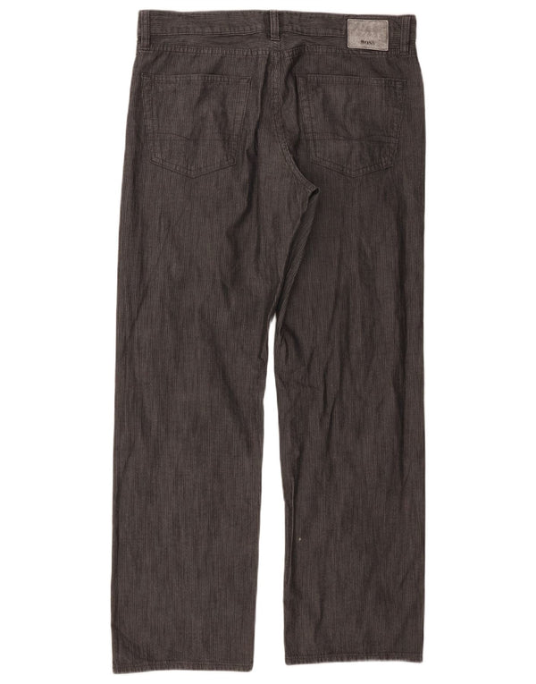 Calça casual reta masculina Hugo Boss W34 L30 listra cinza