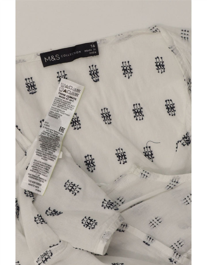 Blusa feminina sem mangas MARKS & SPENCER UK 16 grande branco geométrico