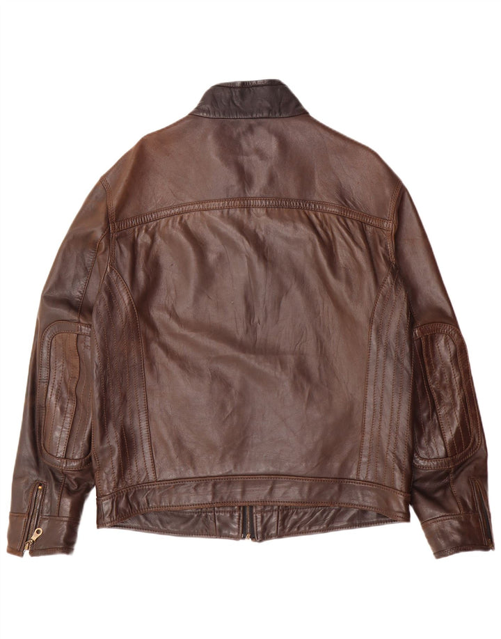 Jaqueta de couro masculina VINTAGE UK 38 marrom médio