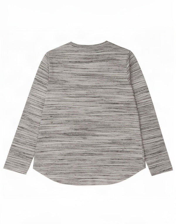 Top feminino Marks & Spencer manga comprida UK 14 grande poliéster manchado cinza